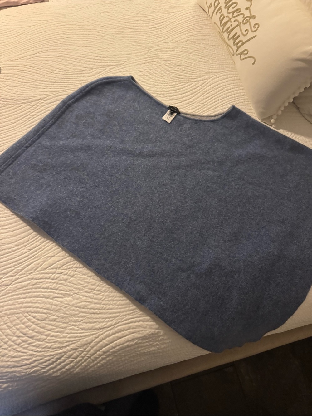 Talbots Pure Cashmere Light Blue Boxy Knit Poncho